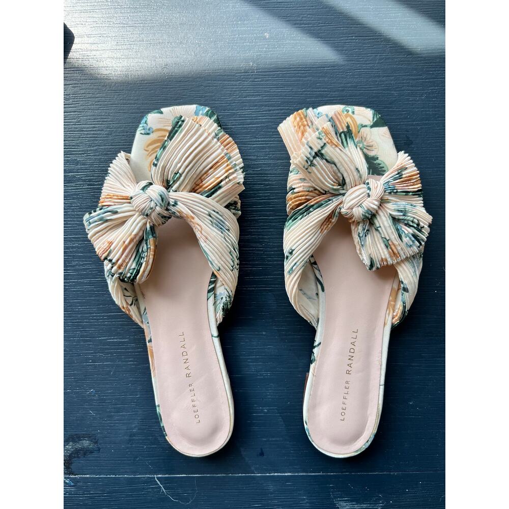 Loeffler Randall Daphne Pleated Bow Slide Nova Floral Size 8